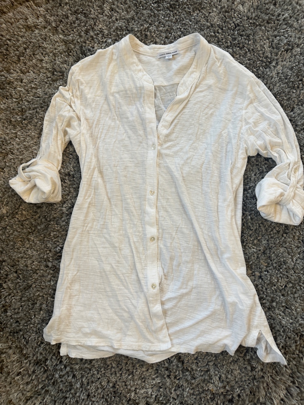 James Perse Light Cream Button-Back Tee